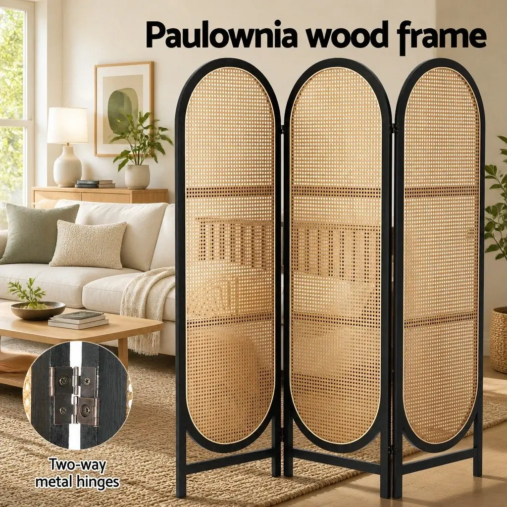 Room Divider Screen Brown 3 Panel Foldable Privacy Separator