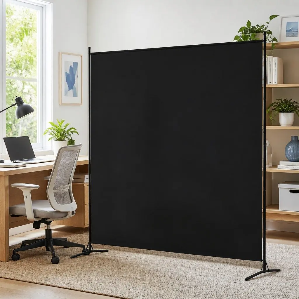 Room Divider Screen Black 175x180cm Portable Fabric Privacy Partition