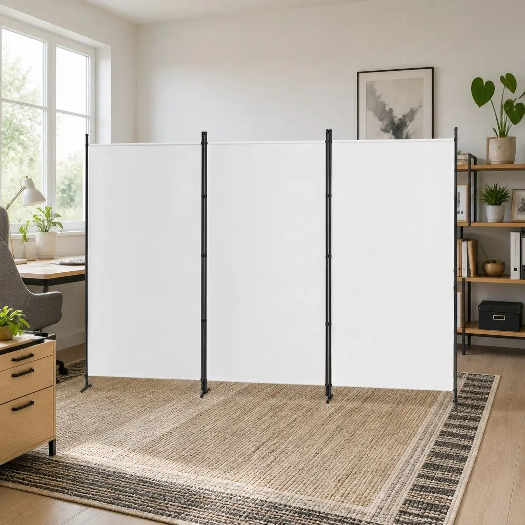 3 Panel Room Divider White 260x180cm Folding Portable Fabric Privacy