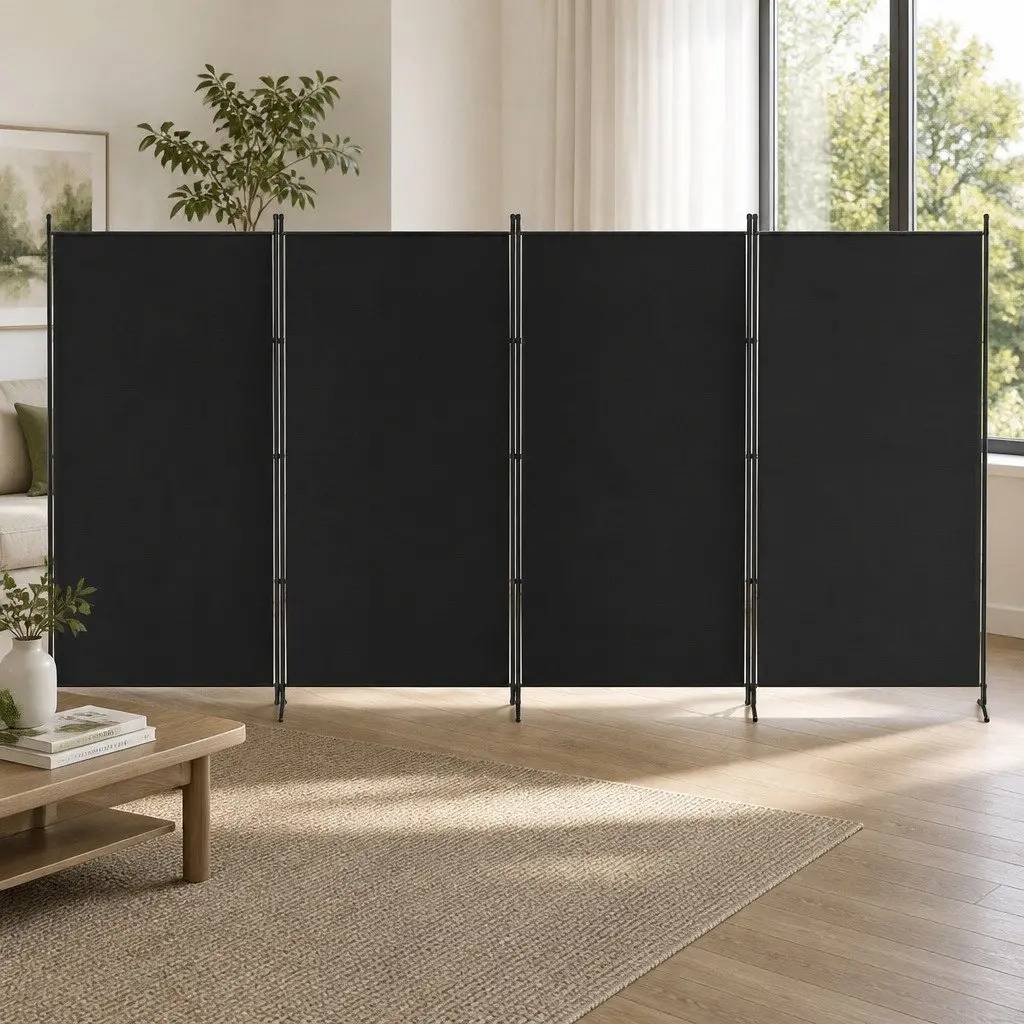 4 Panel Room Divider Screen 345x180cm Folding Partition Privacy Separator Black