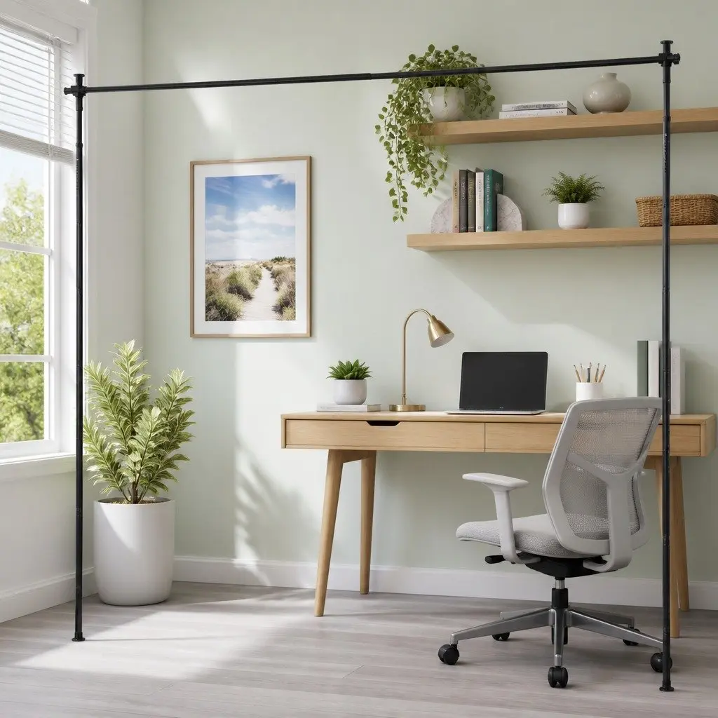 Adjustable Room Divider Curtain Rod in Black—Get Yours
