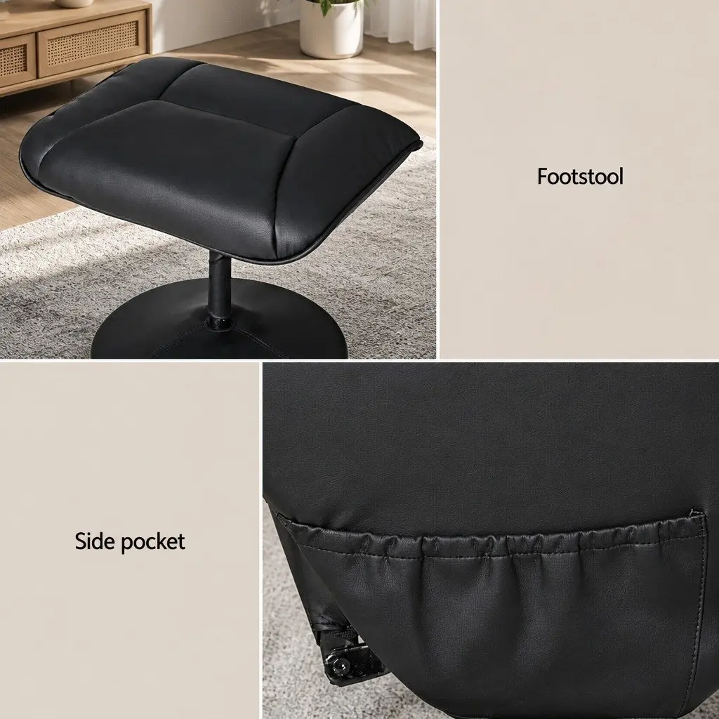 Recliner Chair Black Manual Recline Heated Massage Footrest Ergonomic Comfort