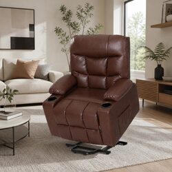 Brown Recliner Chair with Massage and Lift Assist