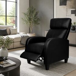 Reclining Armchair with Adjustable Positions Comfortable Lounge Chair Black