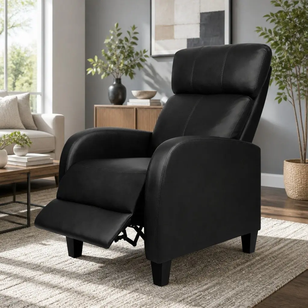 Reclining Armchair with Adjustable Positions Comfortable Lounge Chair Black