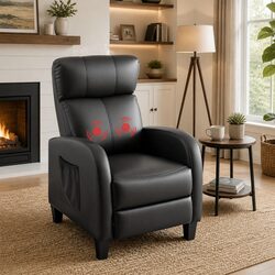Compact Black Massage Recliner Chair for Relaxation