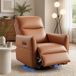 Brown PU Leather Recliner Chair with Practical Features