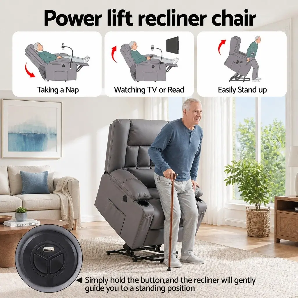 Power Lift Recliner Chair with Massage Function