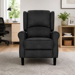 Recliner Chair Adjustable Sofa Lounge Armchair Couch Black Suede Fabric Recline
