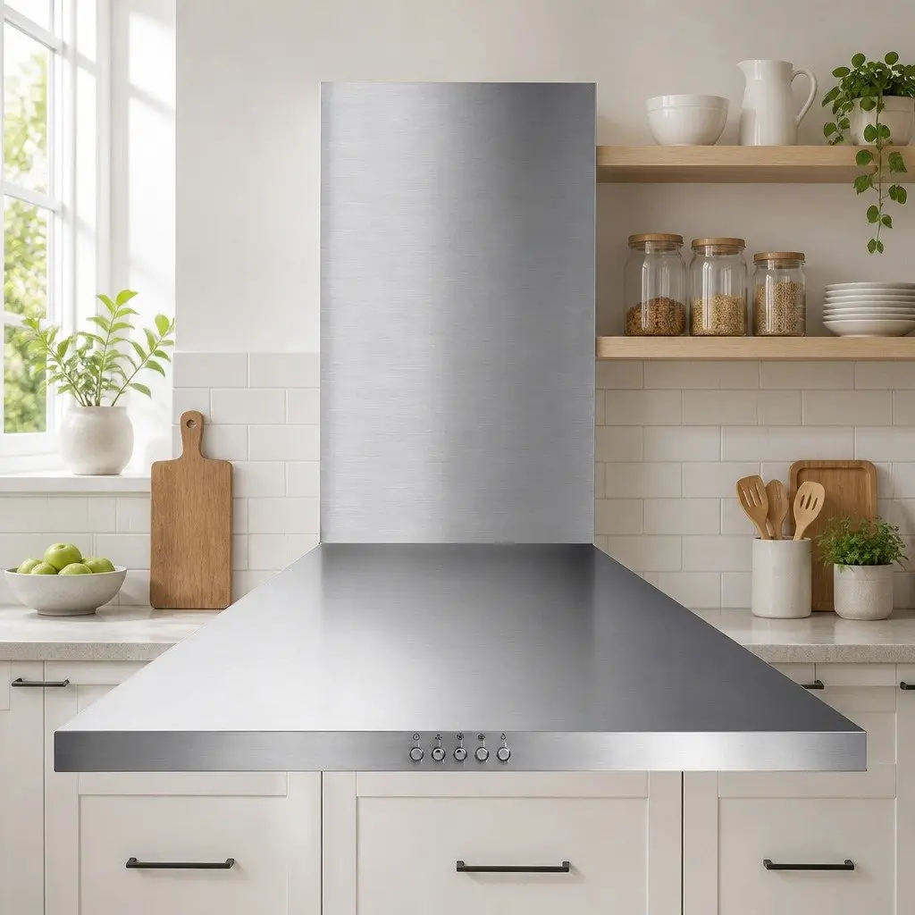 Range Hood Silver 600mm Wall Mounted High-Performance Extraction Fan with Adjustable 3-Speed Settings and Bright LED Lighting