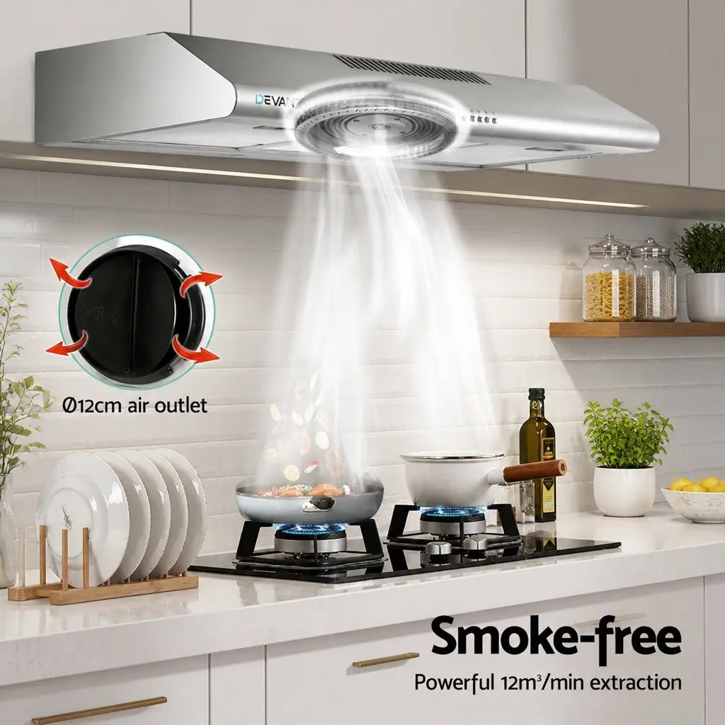 Ducted Range Hood Silver 900mm Stainless Steel 3-Speed Kitchen Extractor Fan