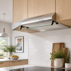 60cm Range Hood Stainless Steel Kitchen Canopy LED Light 3-Speed Fan Ducted