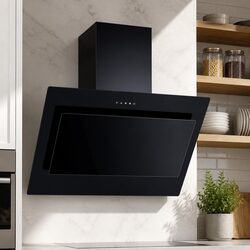 Compact 900mm Wall-Mounted Black Range Hood