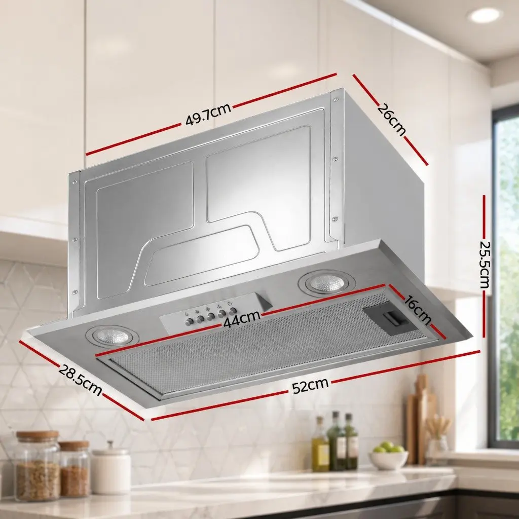 520mm Undermount Range Hood Stainless Steel Kitchen Extraction Fan 420m³/h