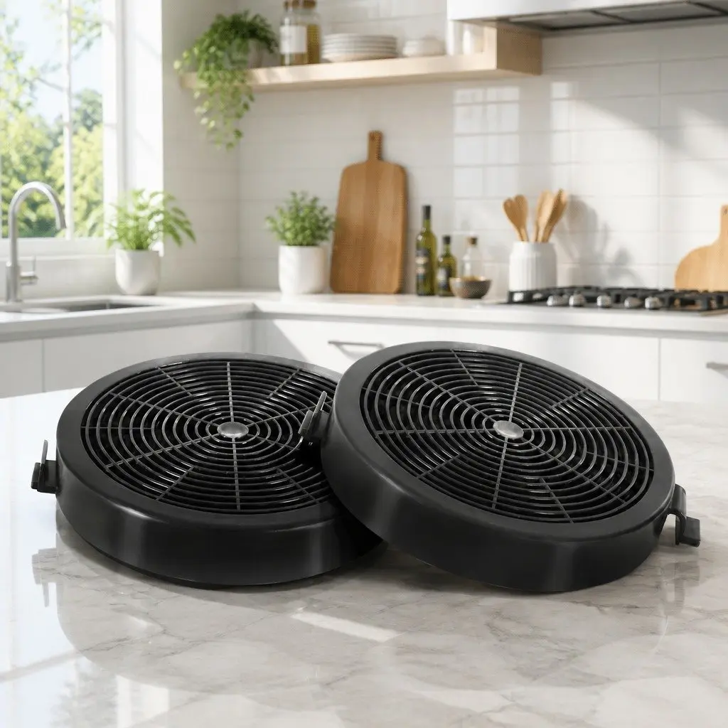 Range Hood Carbon Charcoal Filters Black 11cm Replacement Ductless Kitchen 2 Piece