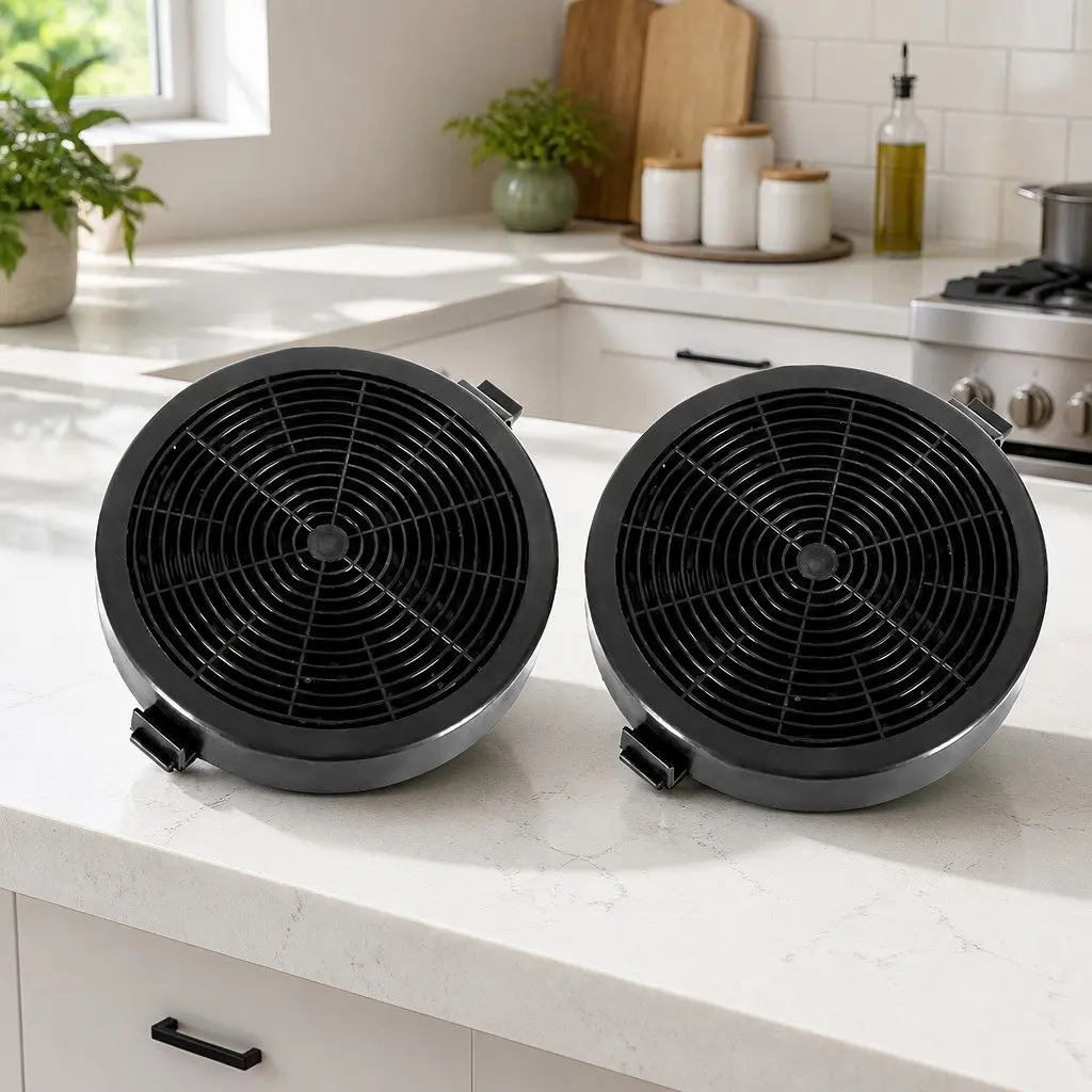 Range Hood Carbon Charcoal Filters Black 11cm Replacement Ductless Kitchen 2 Piece