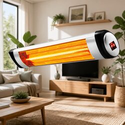 Electric Strip Heater Radiant Panel 2000W Wall Mount Indoor Outdoor Silver