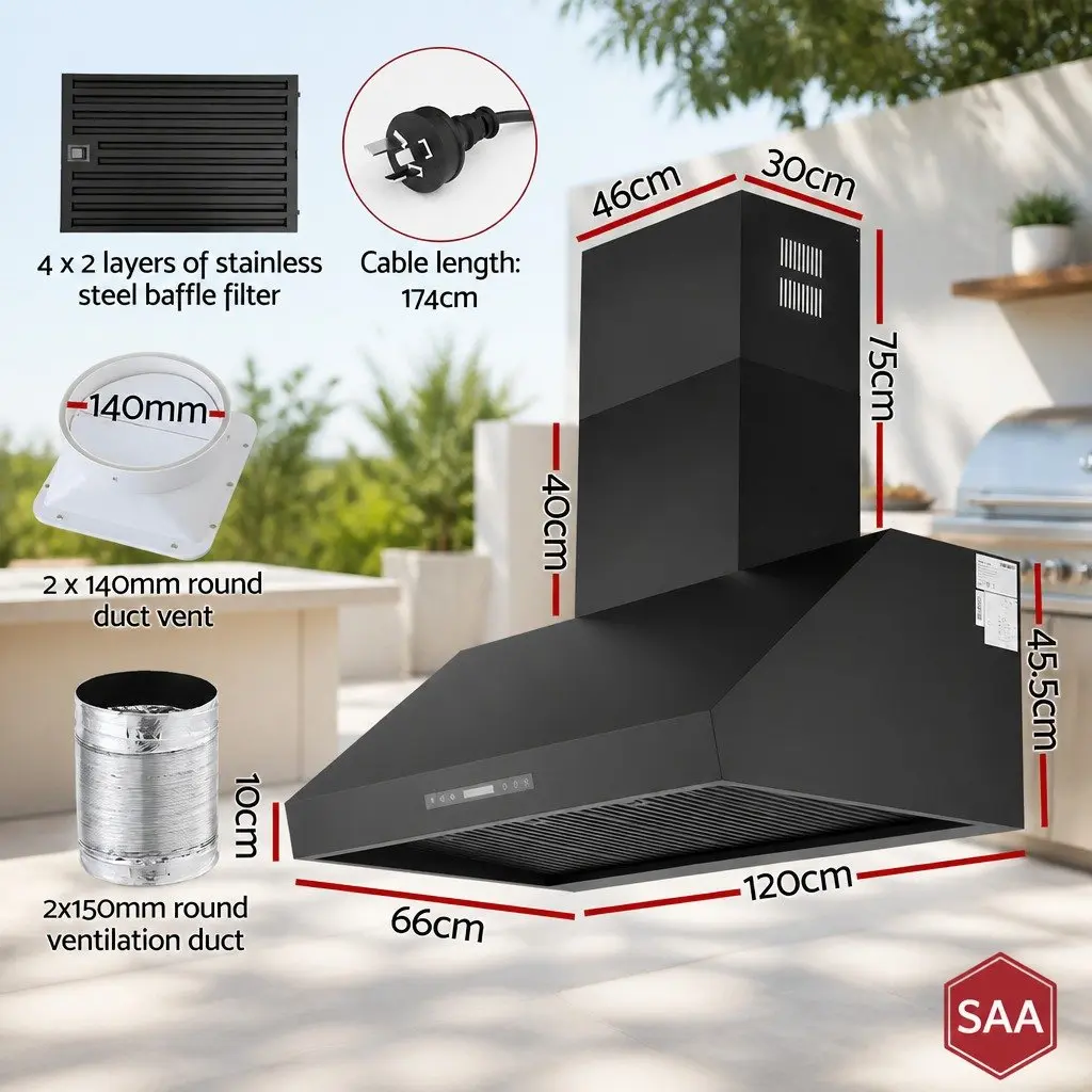1200mm Commercial BBQ Range Hood with Power