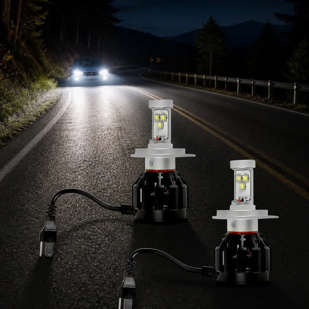 H4 LED Car Headlight Bulbs White 6000K 2500LM High Low Beam Plug Play