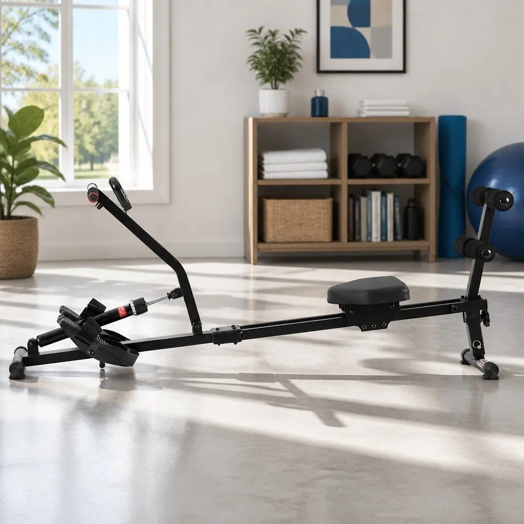 Hydraulic Rowing Machine 12 Levels Resistance Full Body Cardio Fitness Home Gym