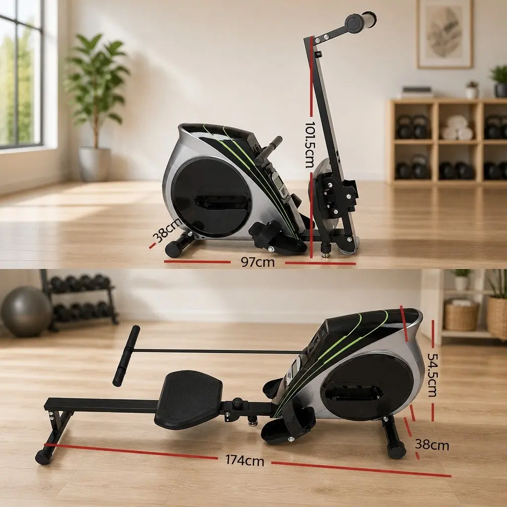 Rowing Machine Silver Foldable Elastic Rope Resistance System