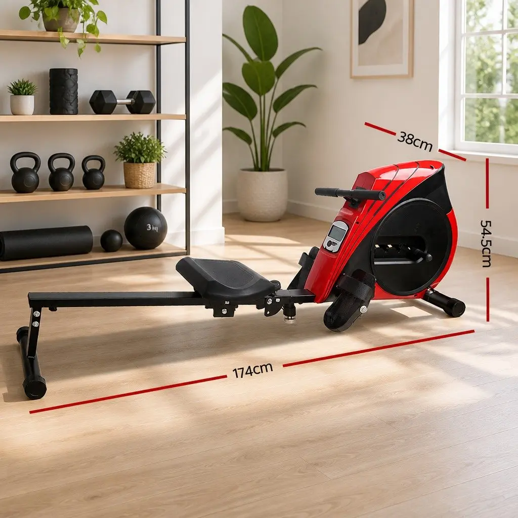 Rowing Machine Black Adjustable Resistance Home Cardio Fitness Equipment