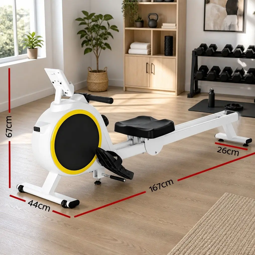 Rowing Machine Black 167 x 44 x 67cm 16 Resistance Levels Magnetic Brake System