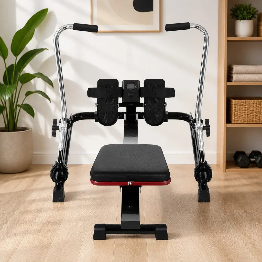 Rowing Machine Black Adjustable Resistance Full Body Fitness Exercise for Home Cardio