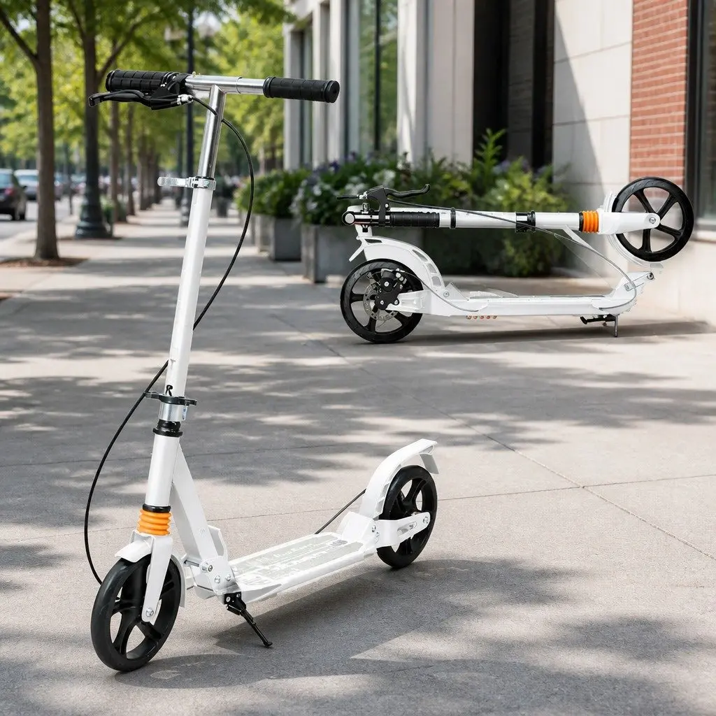 Adult Commuter Foldable Scooter Adjustable Height Anti-Slip Deck Dual Brakes