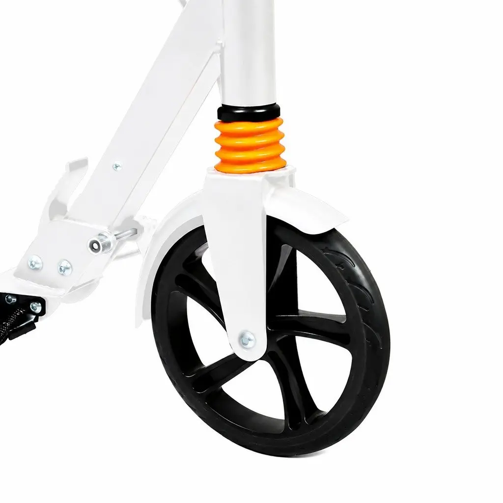 Adult Scooter White Adjustable Height Anti-Slip Deck Dual Brakes