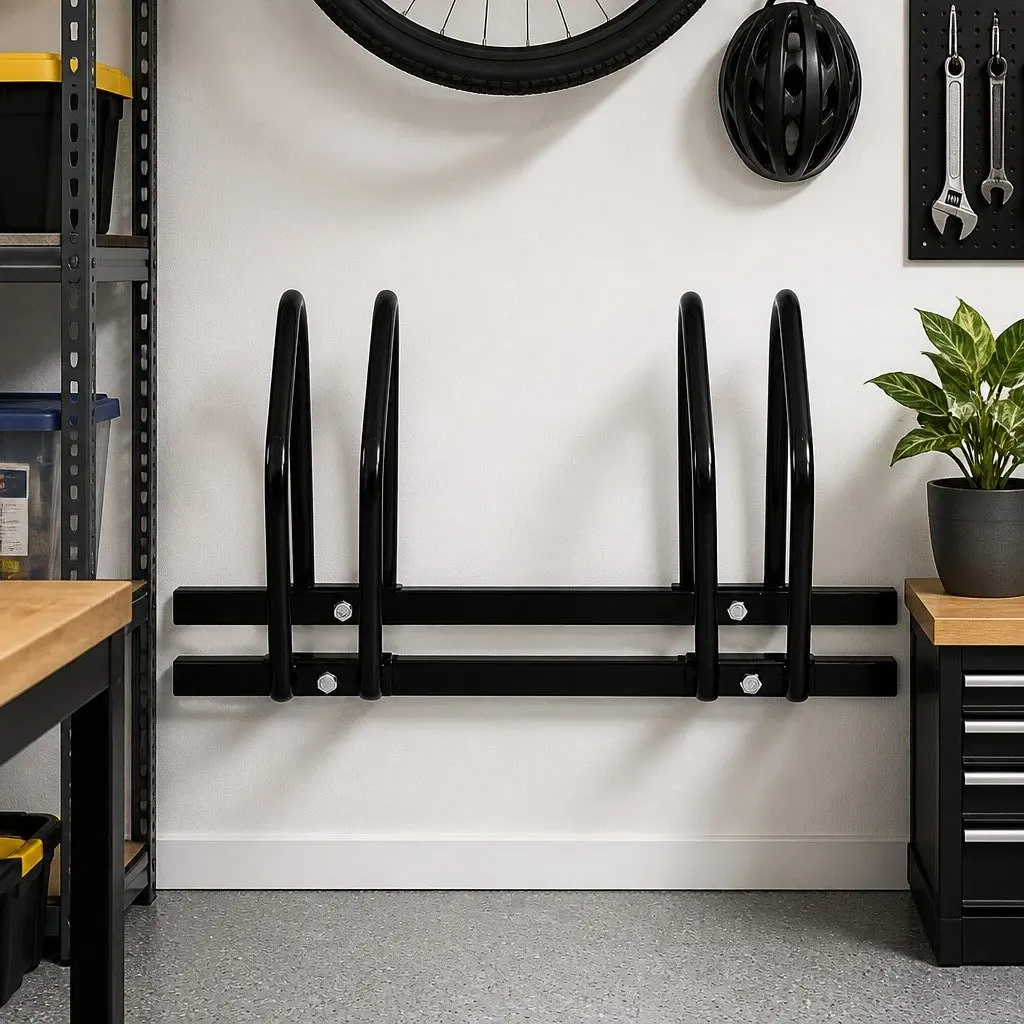 Bike Stand Black 4 Bike Floor Parking Rack Upright Storage for Standard Wheels