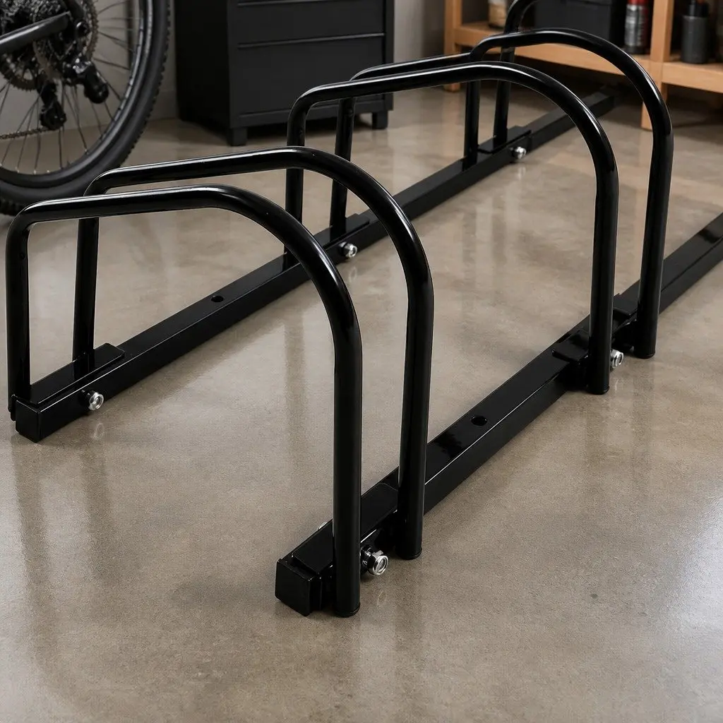 Bike Stand Black 4 Bike Floor Parking Rack Upright Storage for Standard Wheels