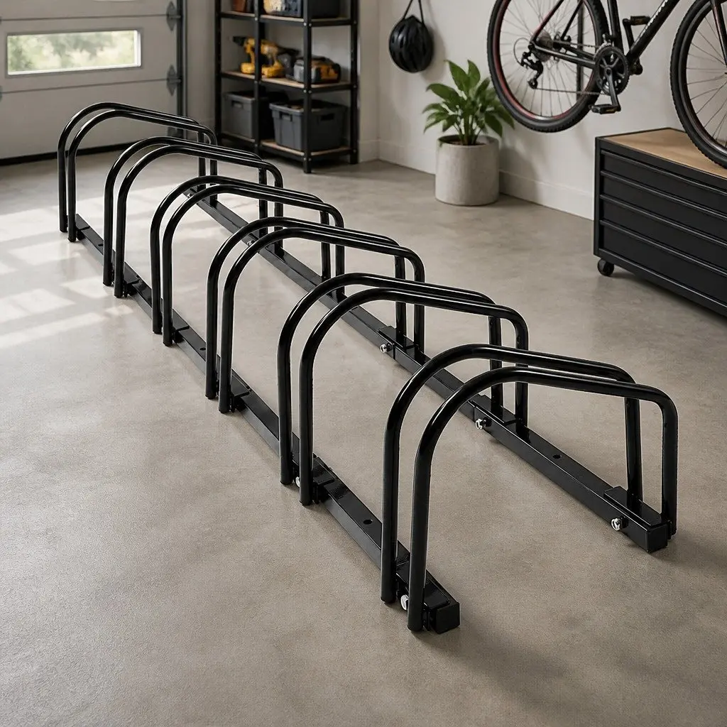 Bike Parking Stand Black 6 Bike Capacity Upright Storage Holder