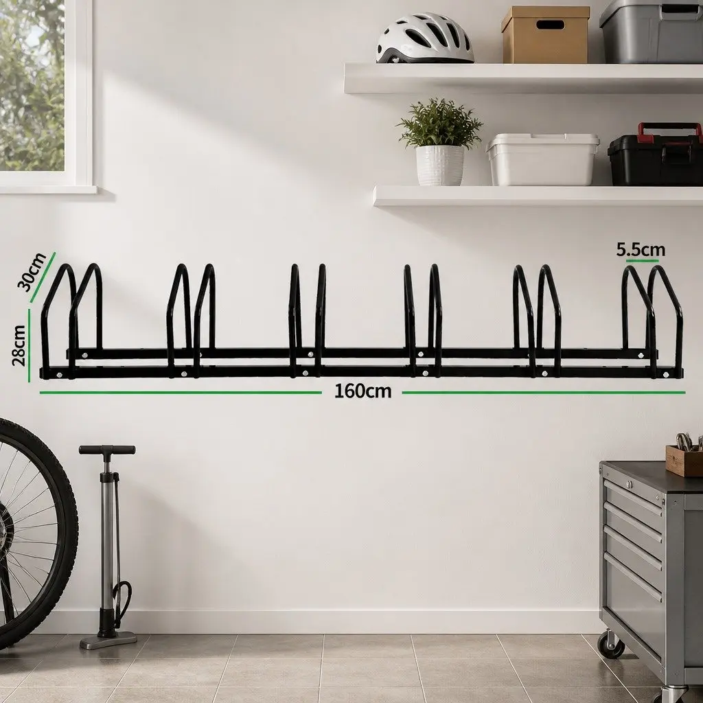 Bike Parking Stand Black 6 Bike Capacity Upright Storage Holder
