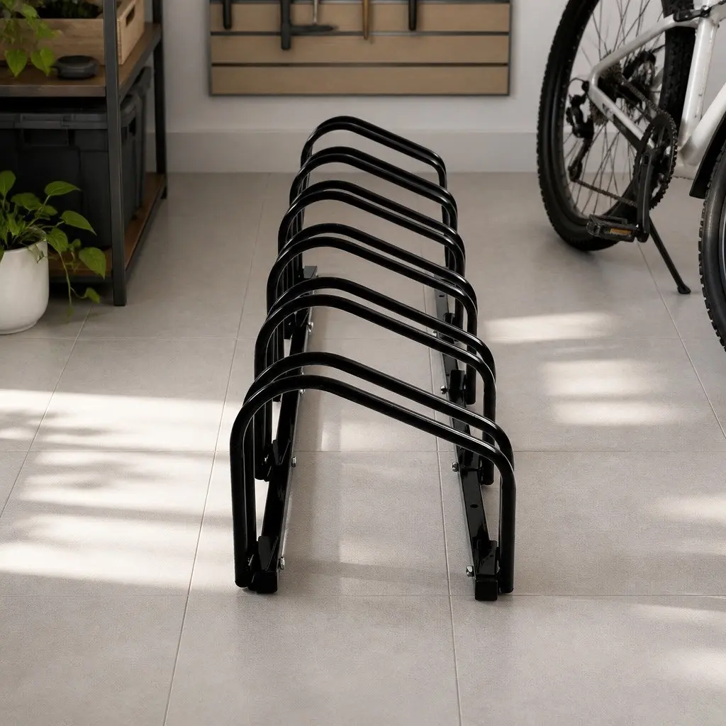 Bike Parking Stand Black 6 Bike Capacity Upright Storage Holder