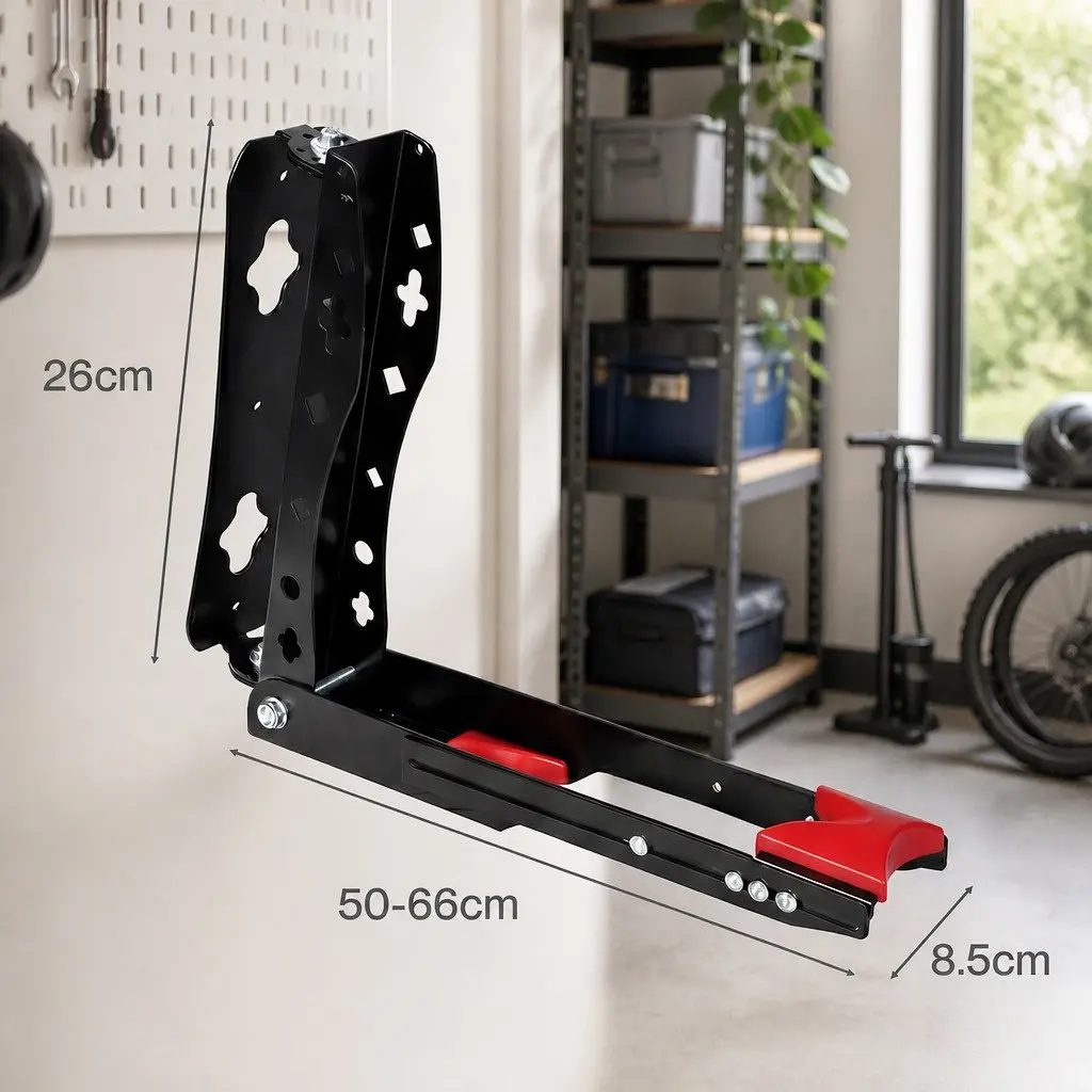 Bicycle Wall Mount Black and Red Foldable Adjustable Swivel Storage Rack