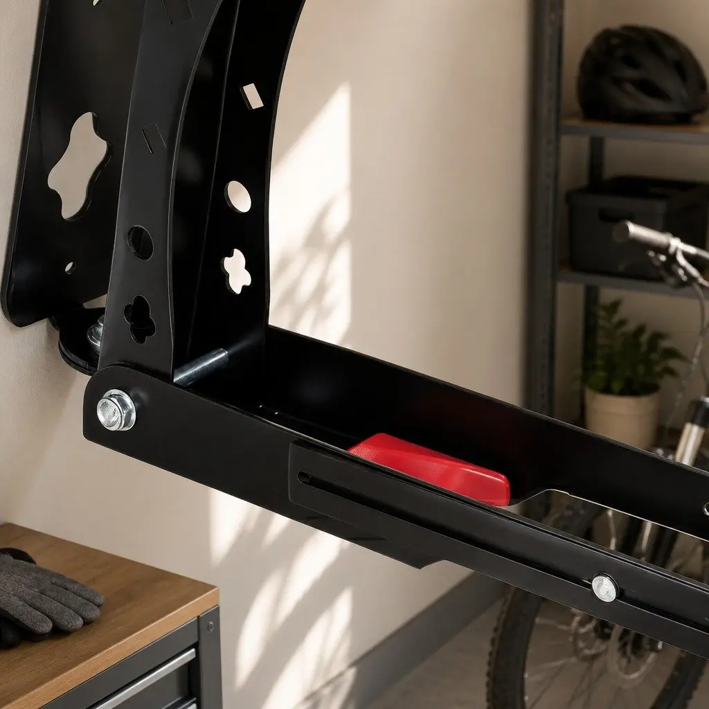 Bicycle Wall Mount Black and Red Foldable Adjustable Swivel Storage Rack