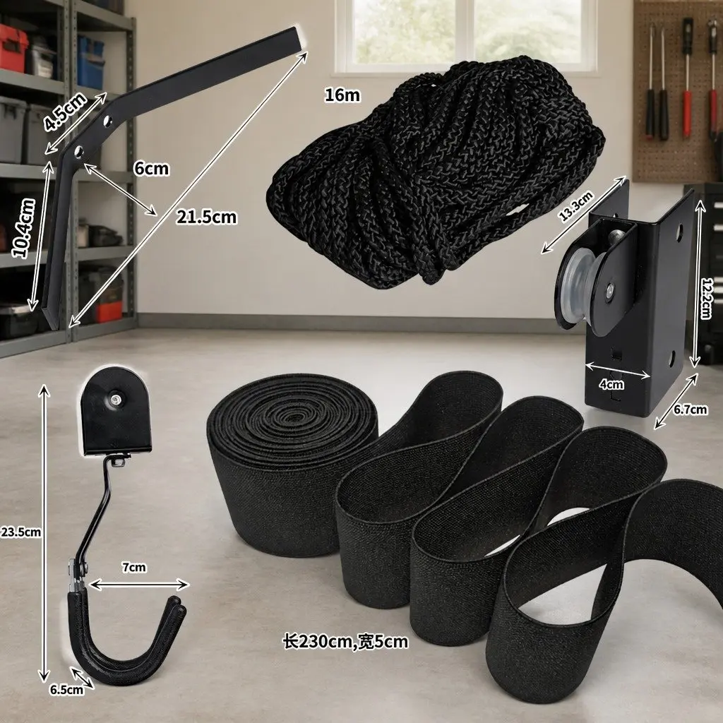Ceiling Storage Hoist Pulley System 54kg Capacity Bike Kayak Garage Lift