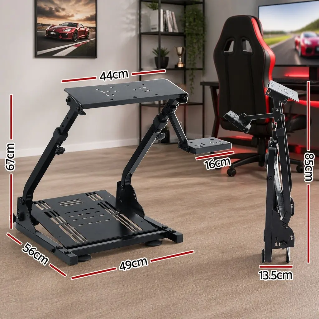 Racing Simulator Stand Foldable Wheel Platform Gaming Chair Adjustable Black