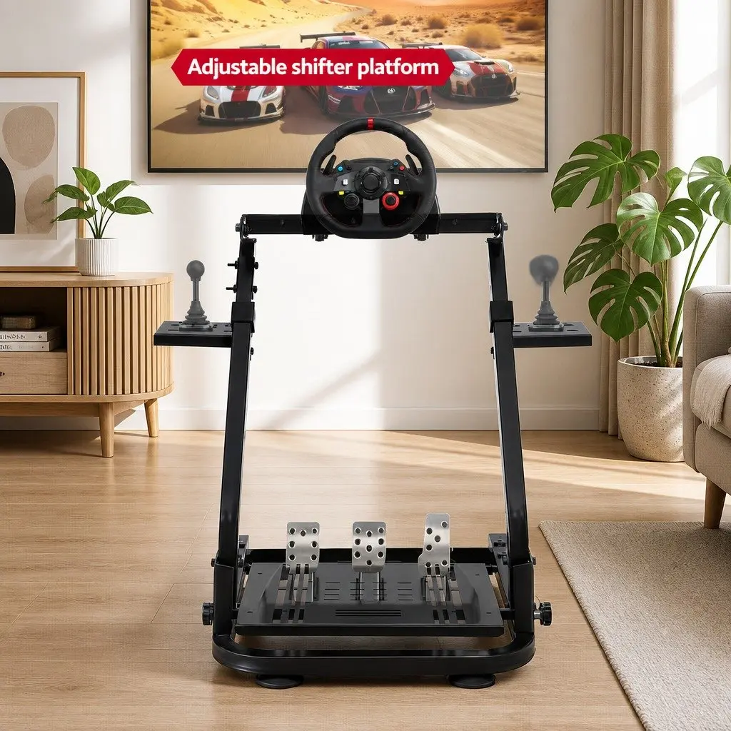 Racing Simulator Stand Foldable Wheel Platform Gaming Chair Adjustable Black
