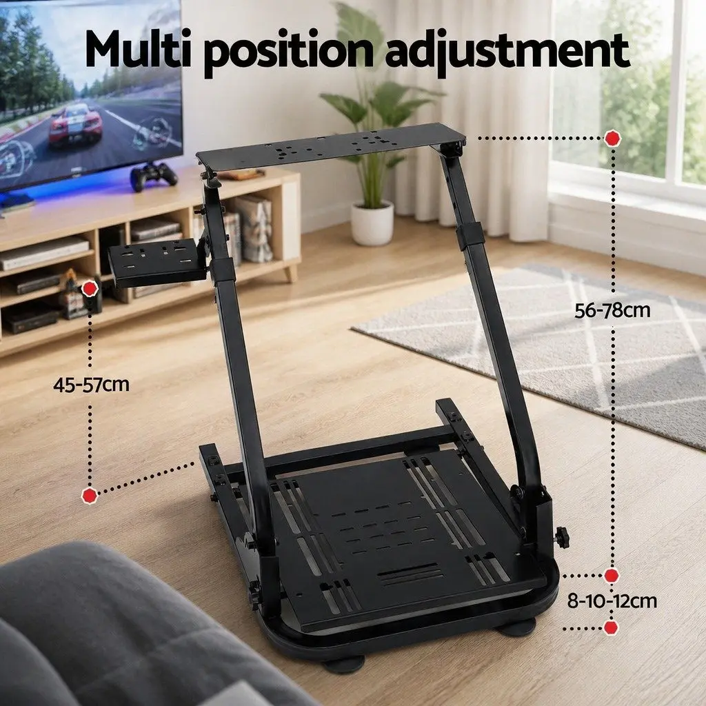 Racing Simulator Stand Foldable Wheel Platform Gaming Chair Adjustable Black