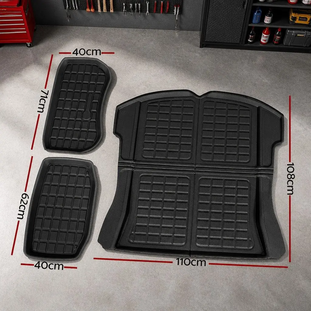 Cargo Trunk Floor Mats Set 3pcs for Tesla Model 3 2021-2024 Rear Front Toolbox