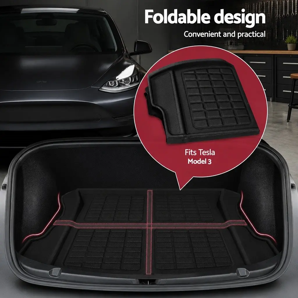 Cargo Trunk Floor Mats Set 3pcs for Tesla Model 3 2021-2024 Rear Front Toolbox