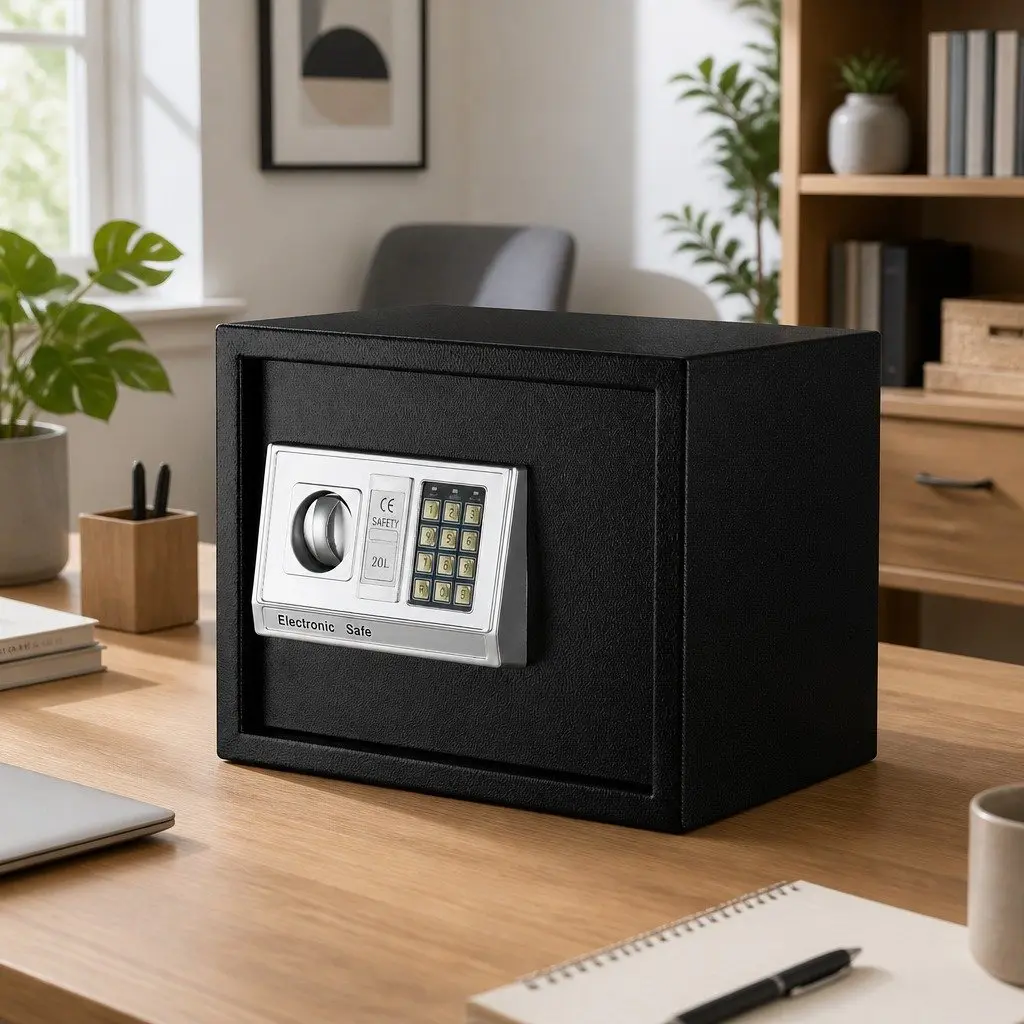 Electronic Digital Safe Box Black 20L Solid Steel Security with Keypad Access