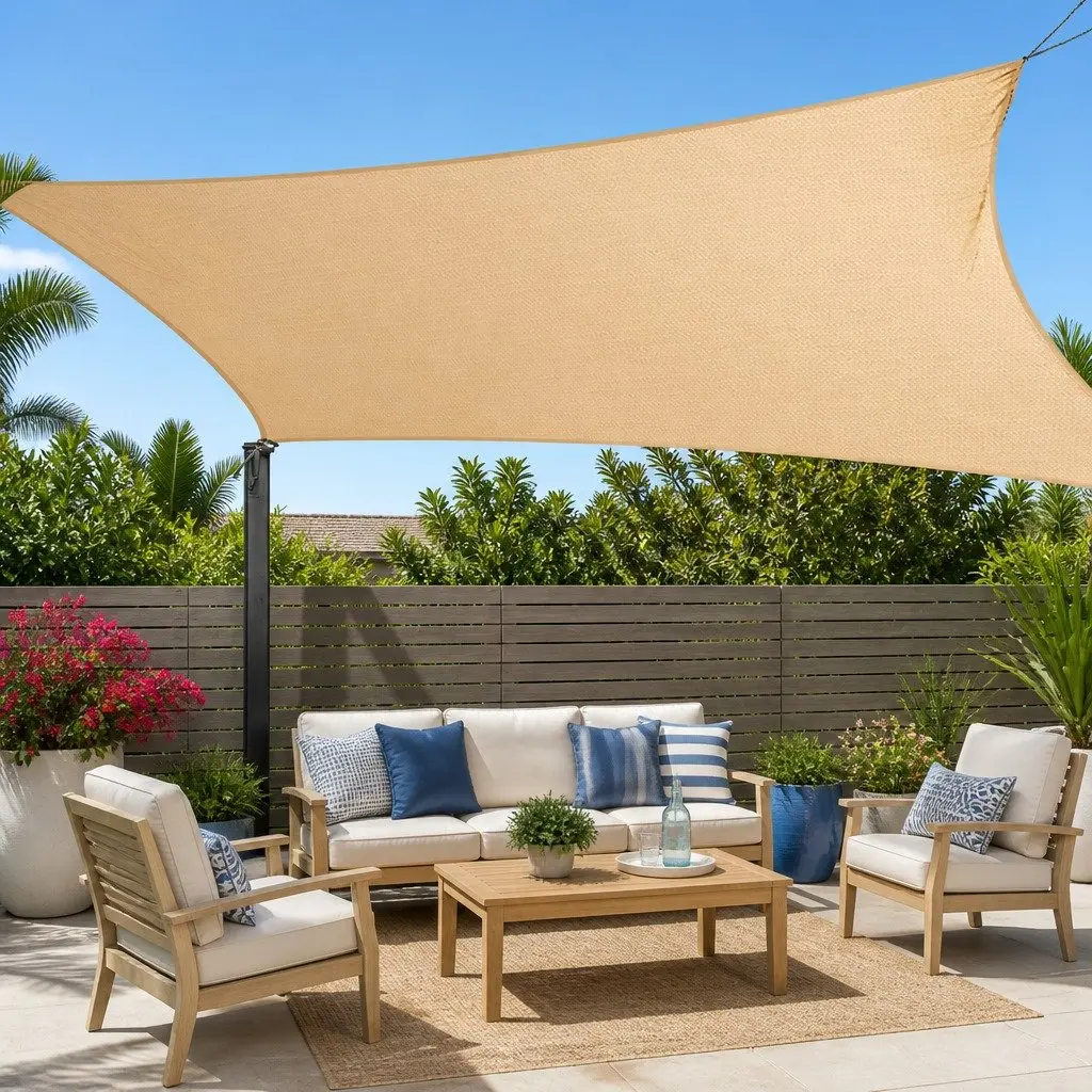 Rectangle Shade Sail Sand Beige 2x4m Commercial Grade UV Protection Outdoor