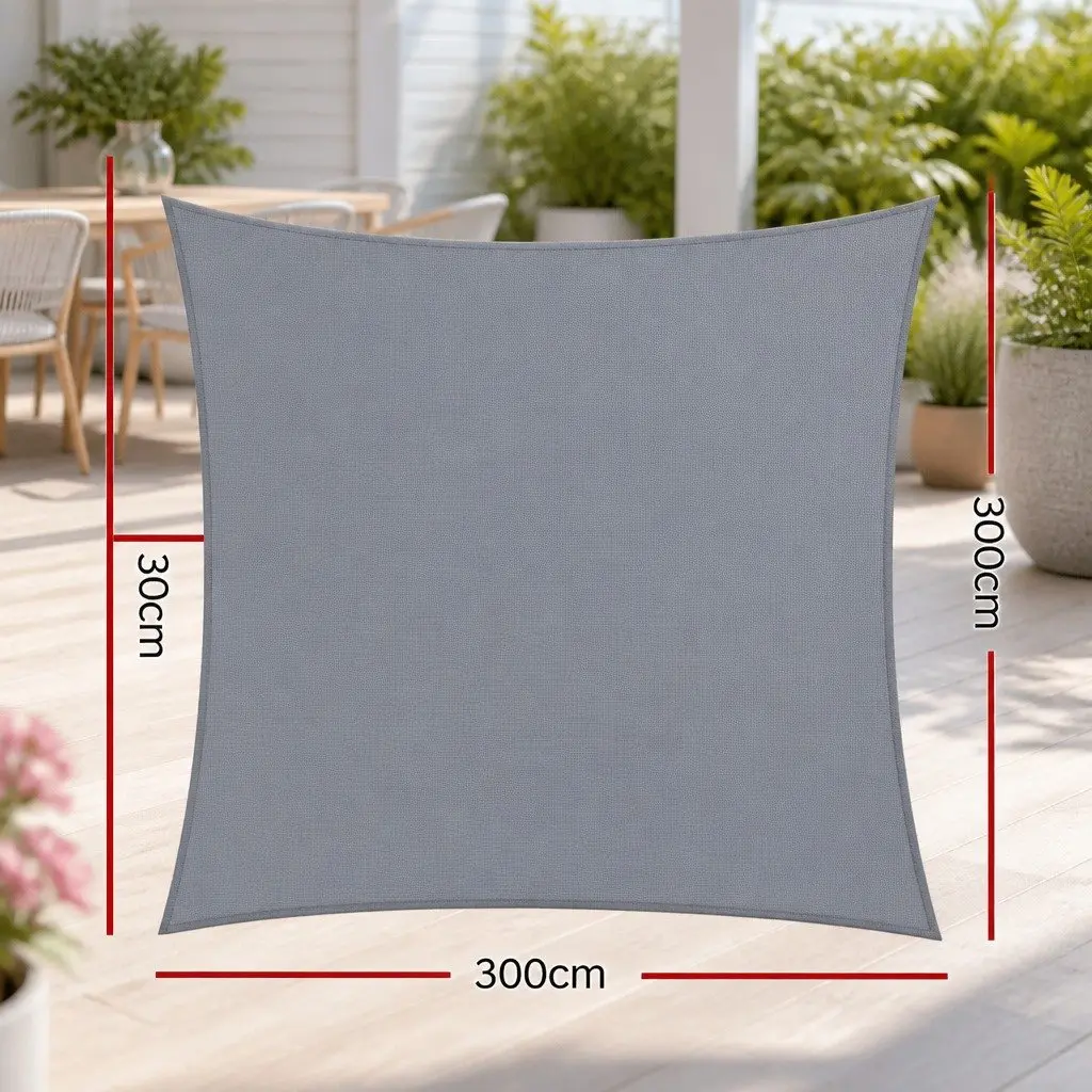 Square Shade Sail Grey 3x3m UV Protection Outdoor Patio Pool Deck Sunshade Cloth