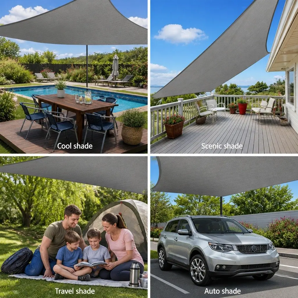 Square Shade Sail Grey 3x3m UV Protection Outdoor Patio Pool Deck Sunshade Cloth