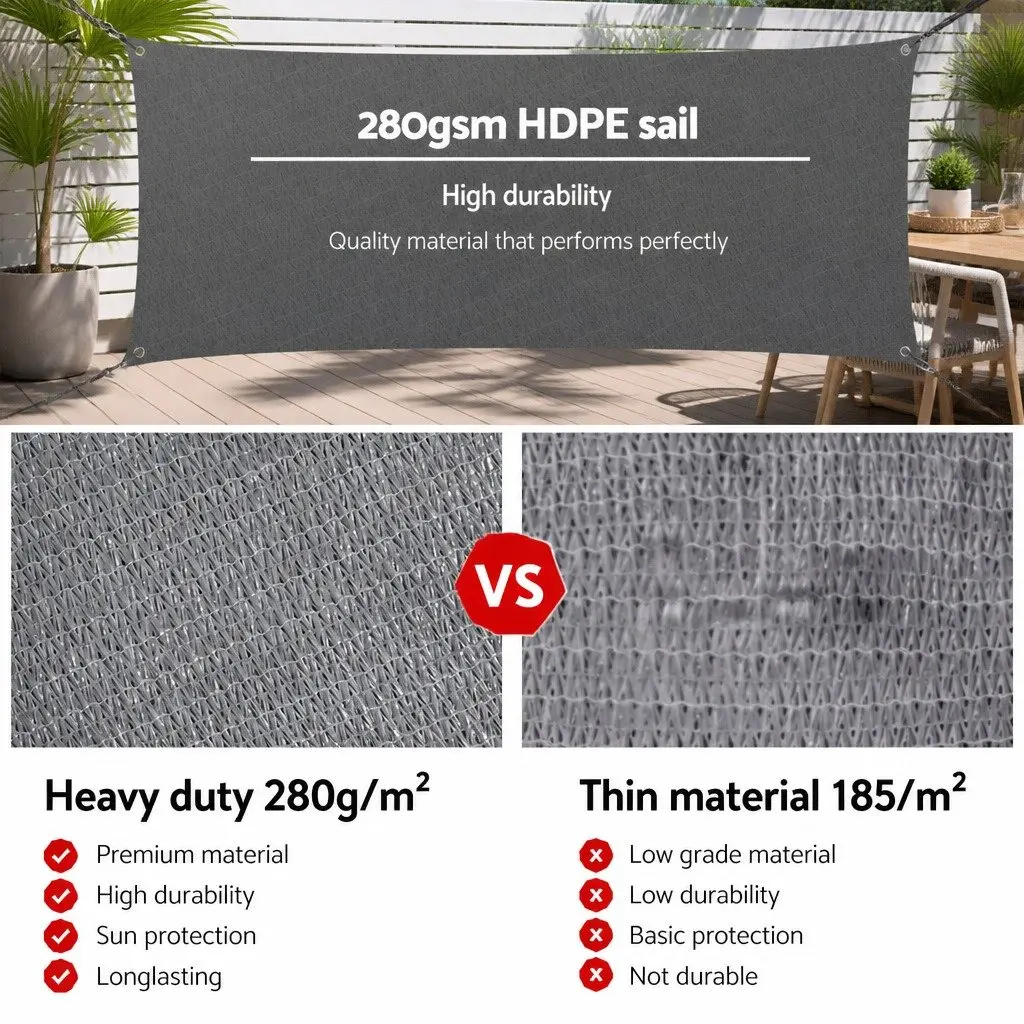 Square Shade Sail Grey 3x3m UV Protection Outdoor Patio Pool Deck Sunshade Cloth