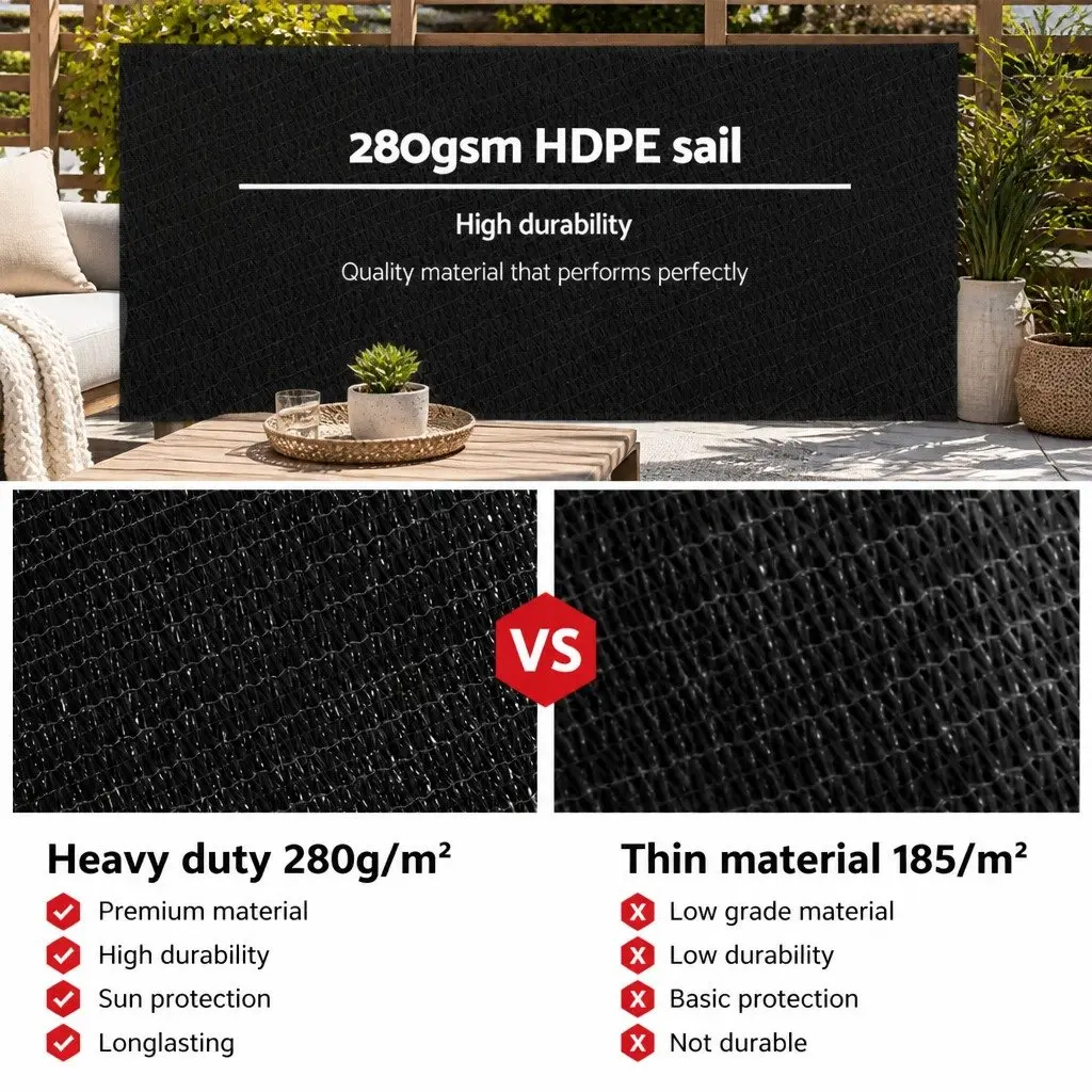 Triangle Shade Sail 5x5x5M Black Outdoor Patio Pool Deck Sunshade UV Protection