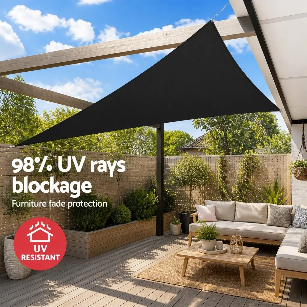 Triangle Shade Sail 5x5x5M Black Outdoor Patio Pool Deck Sunshade UV Protection
